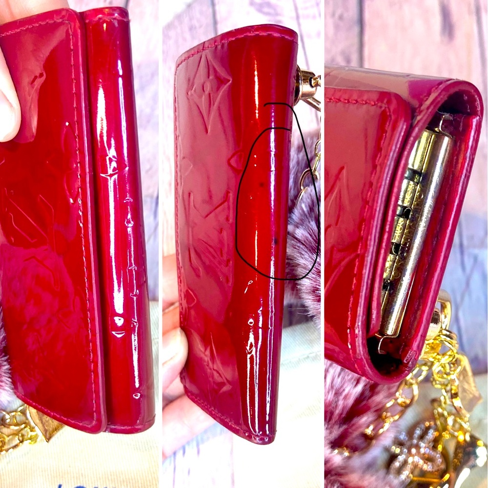 Louis Vuitton red vernis 4 key ring holder keychain bag charm custom - Picture 9 of 11